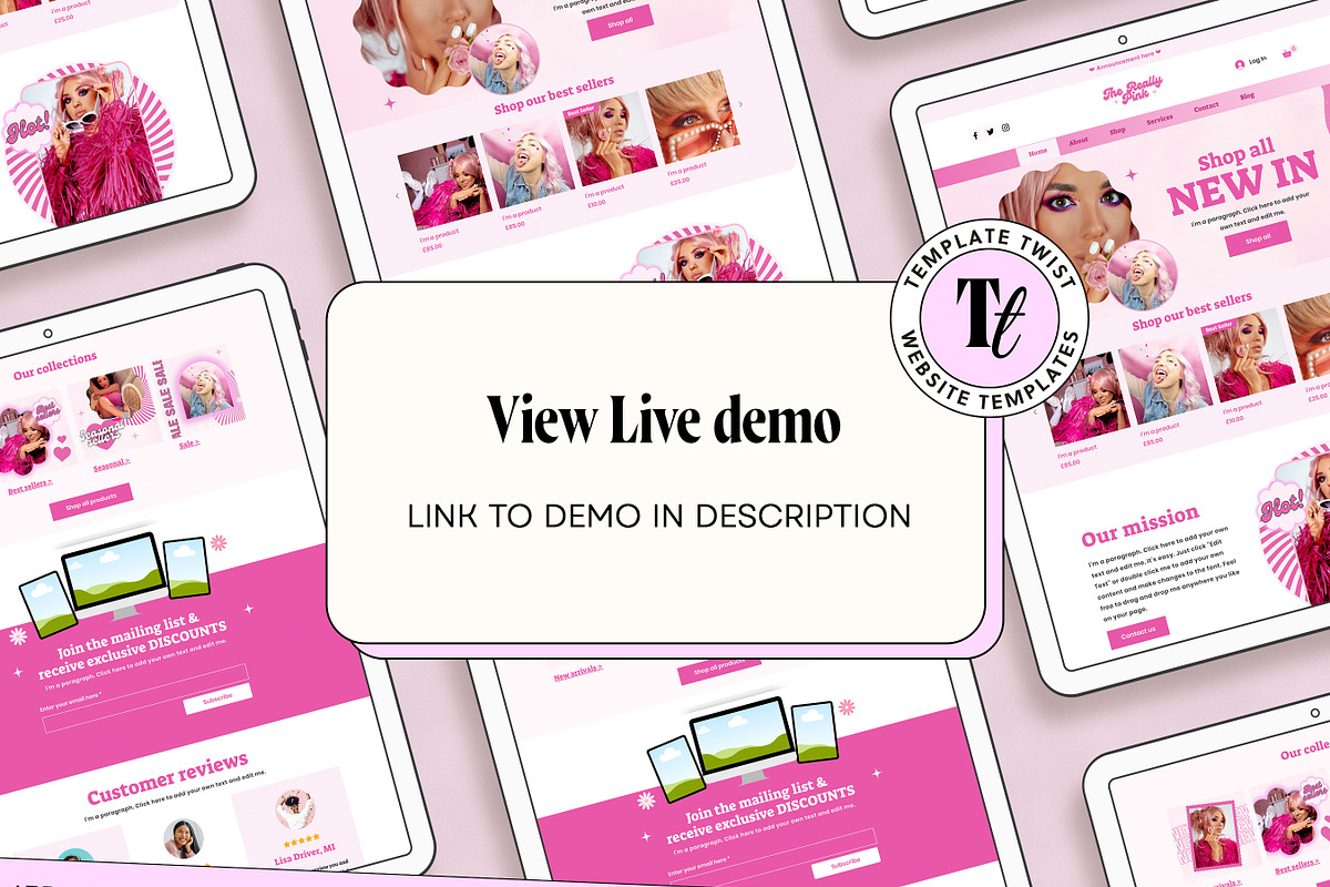 Wix Pink Website Template, a Wix Template by Template Twist Shop (Photo 3 of 10)