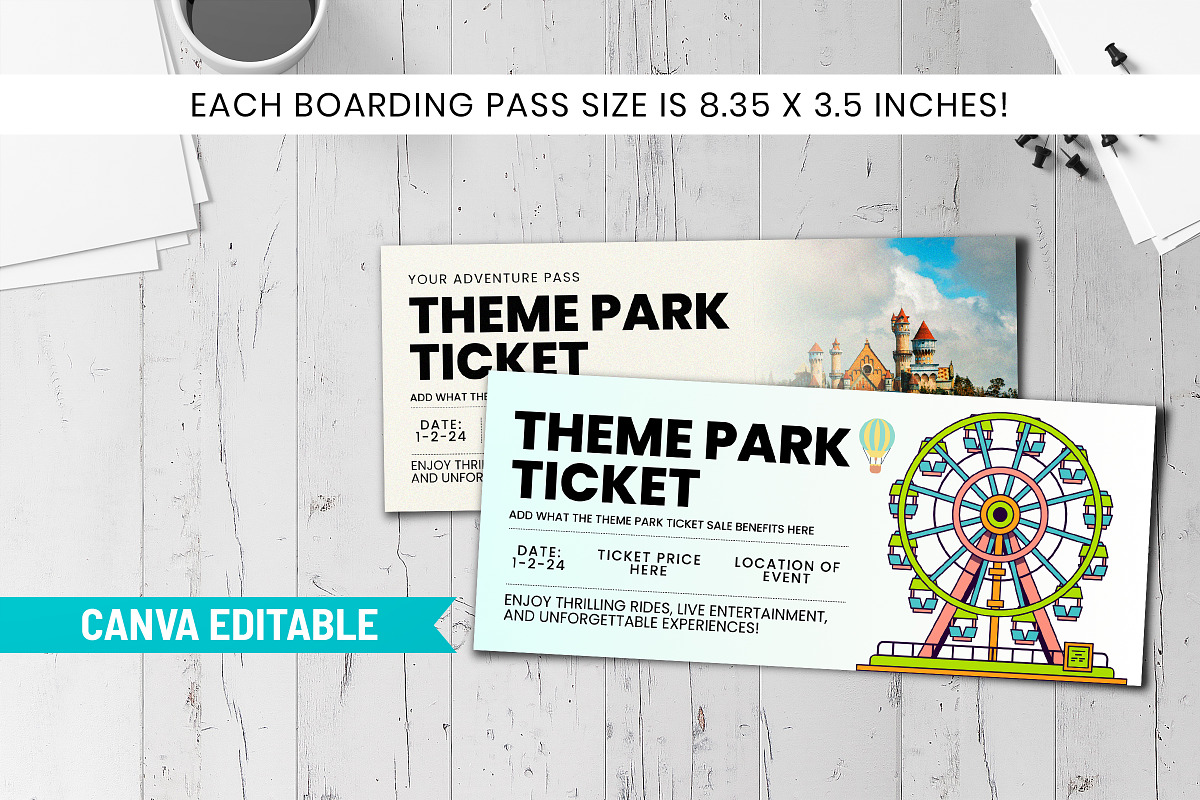 Theme Park Trip Ticket Template, a Card Template by Snapybiz (Photo 1 of 10)