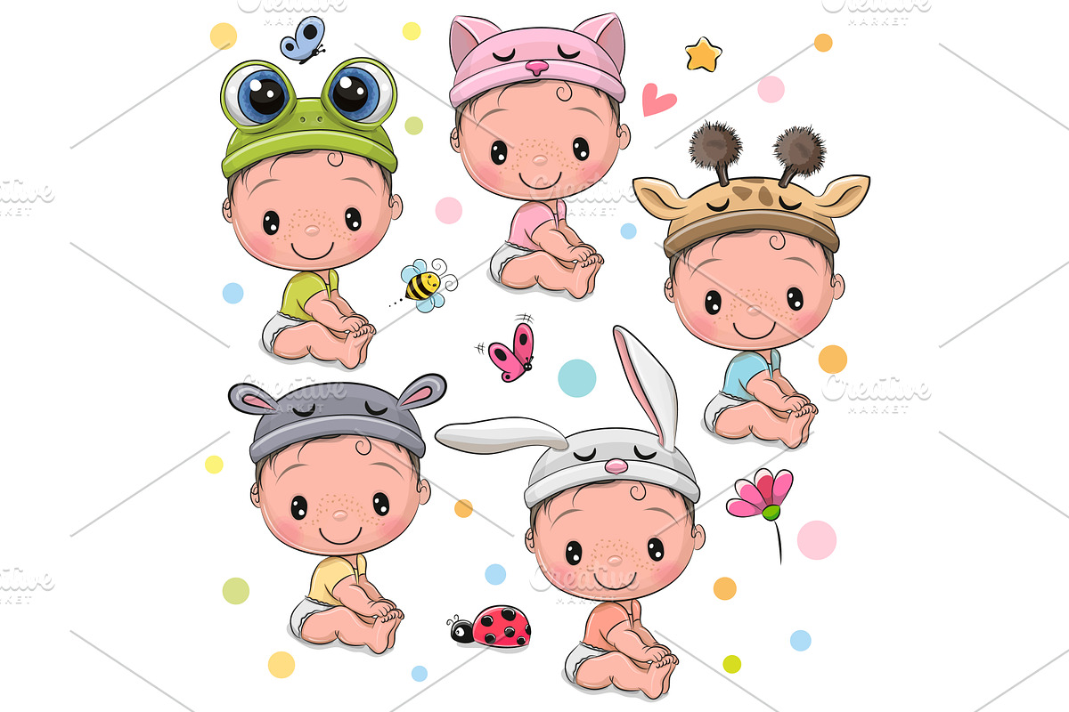 Set of Cute Cartoon Babies, a Person Illustration by Regina Art (Reginast777)