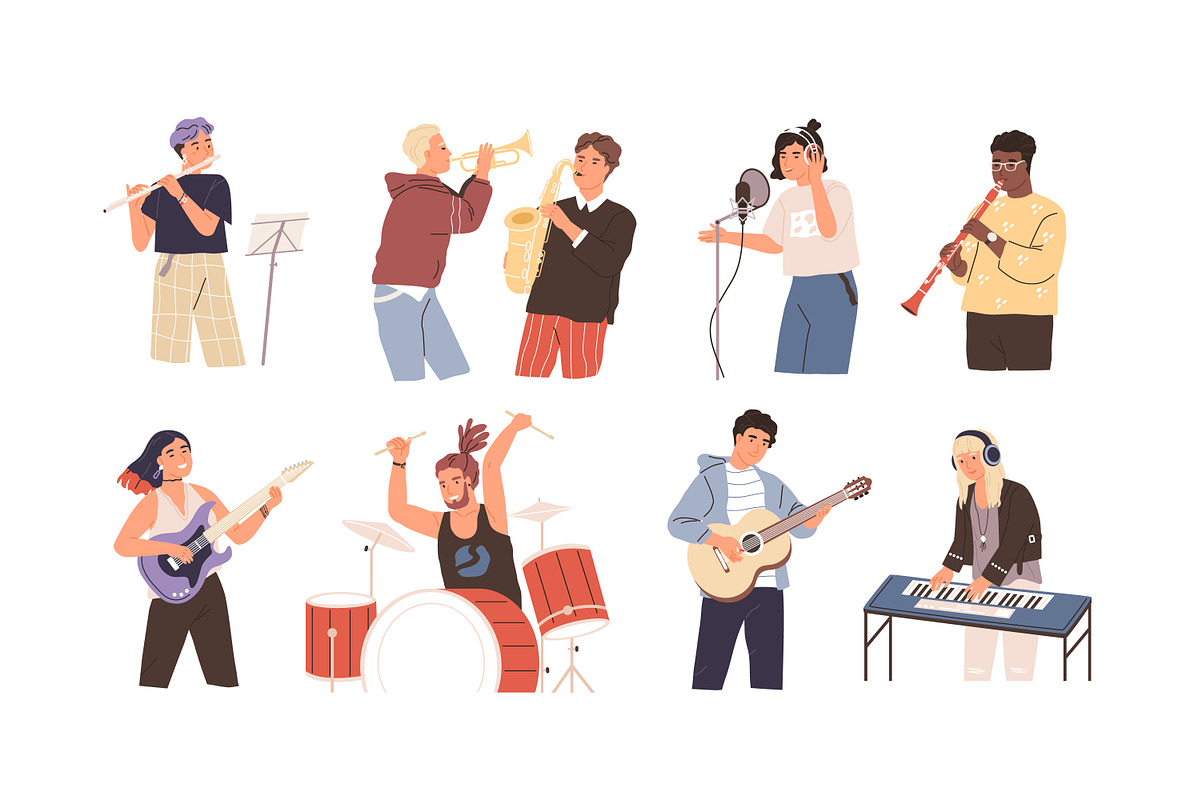 People play musical instruments set, an Education Illustration by Good Studio (Photo 1 of 5)