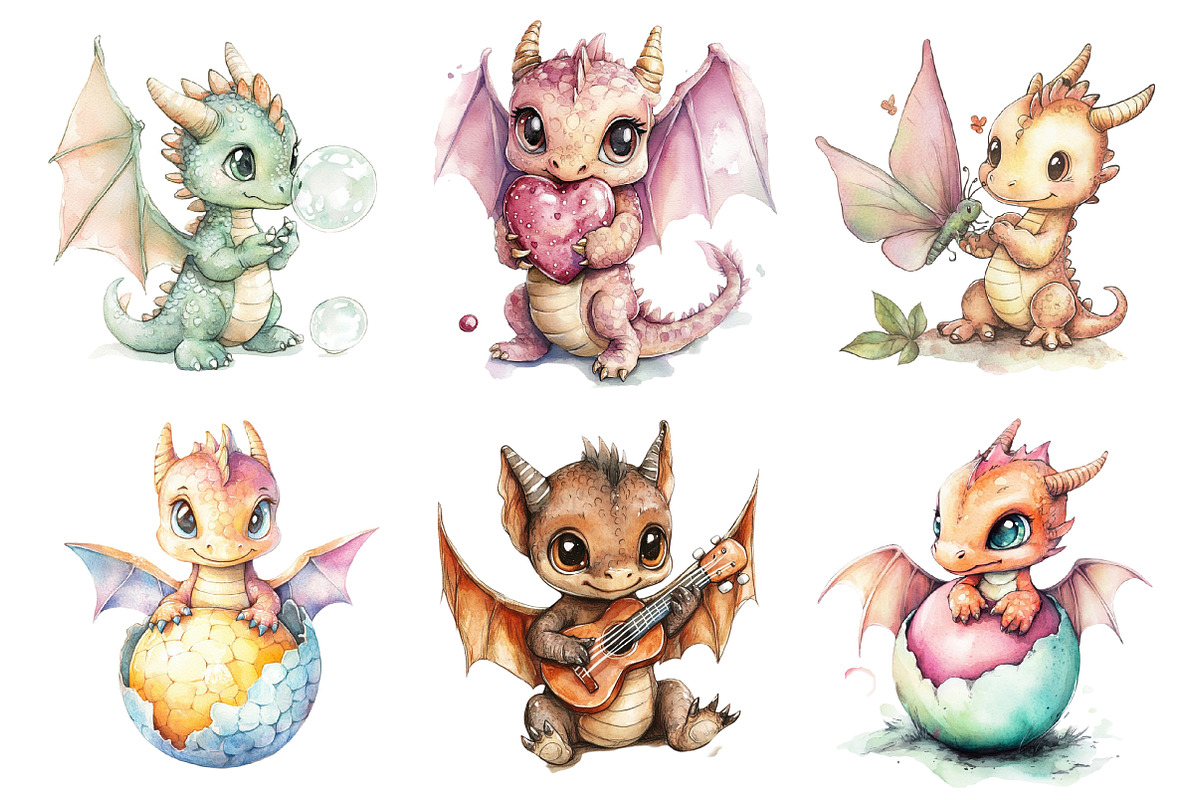 Colorful Baby Dragon PNG, an Illustration by SinaCreation (Photo 3 of 5)