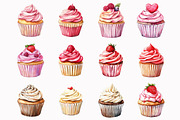 Watercolor Cupcakes Clipart, an Illustration by Design Market (Thumbnail 3 of 5)