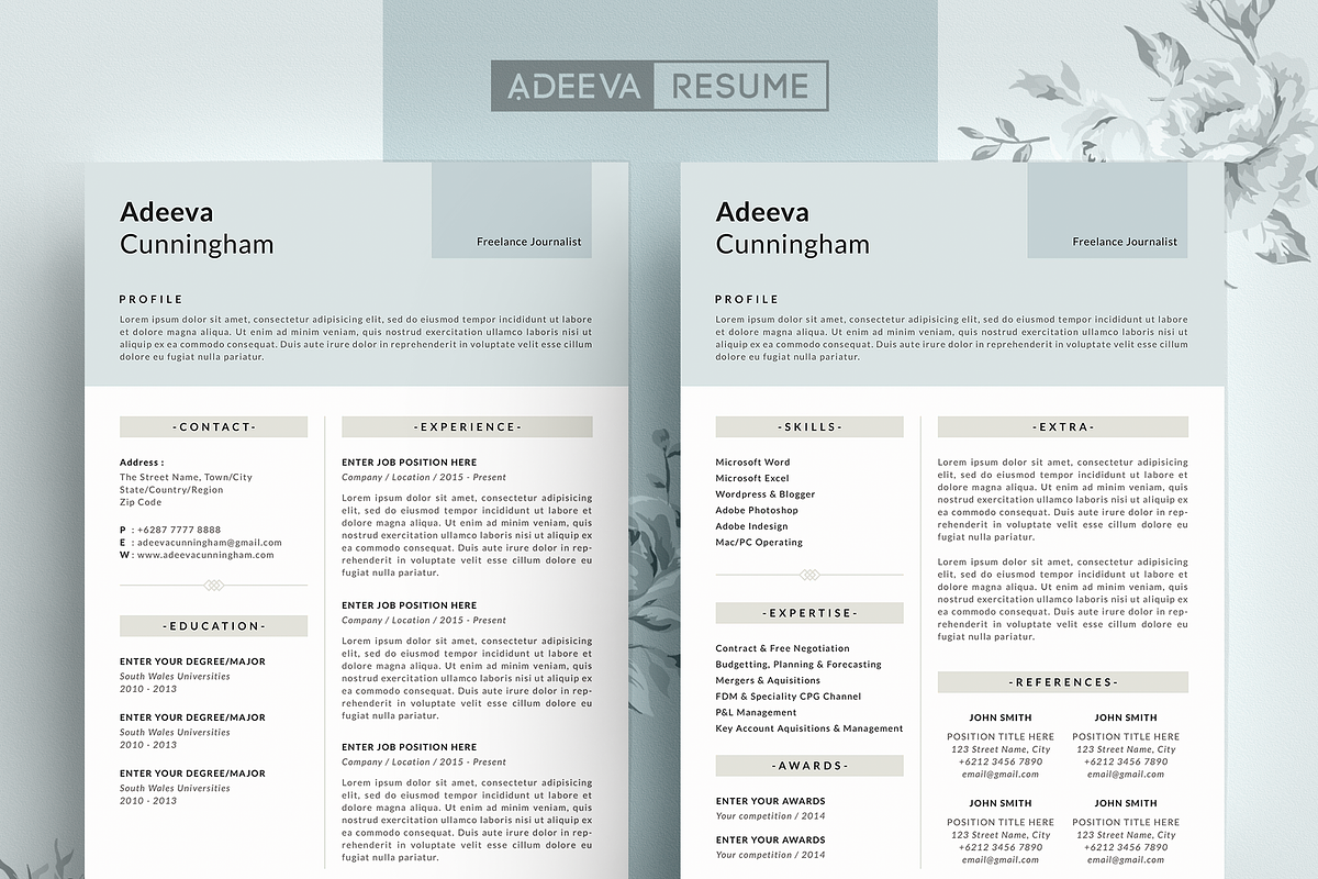 Simple Resume Template Cunningham, a Resume Template by AdeevaResume (Photo 1 of 4)