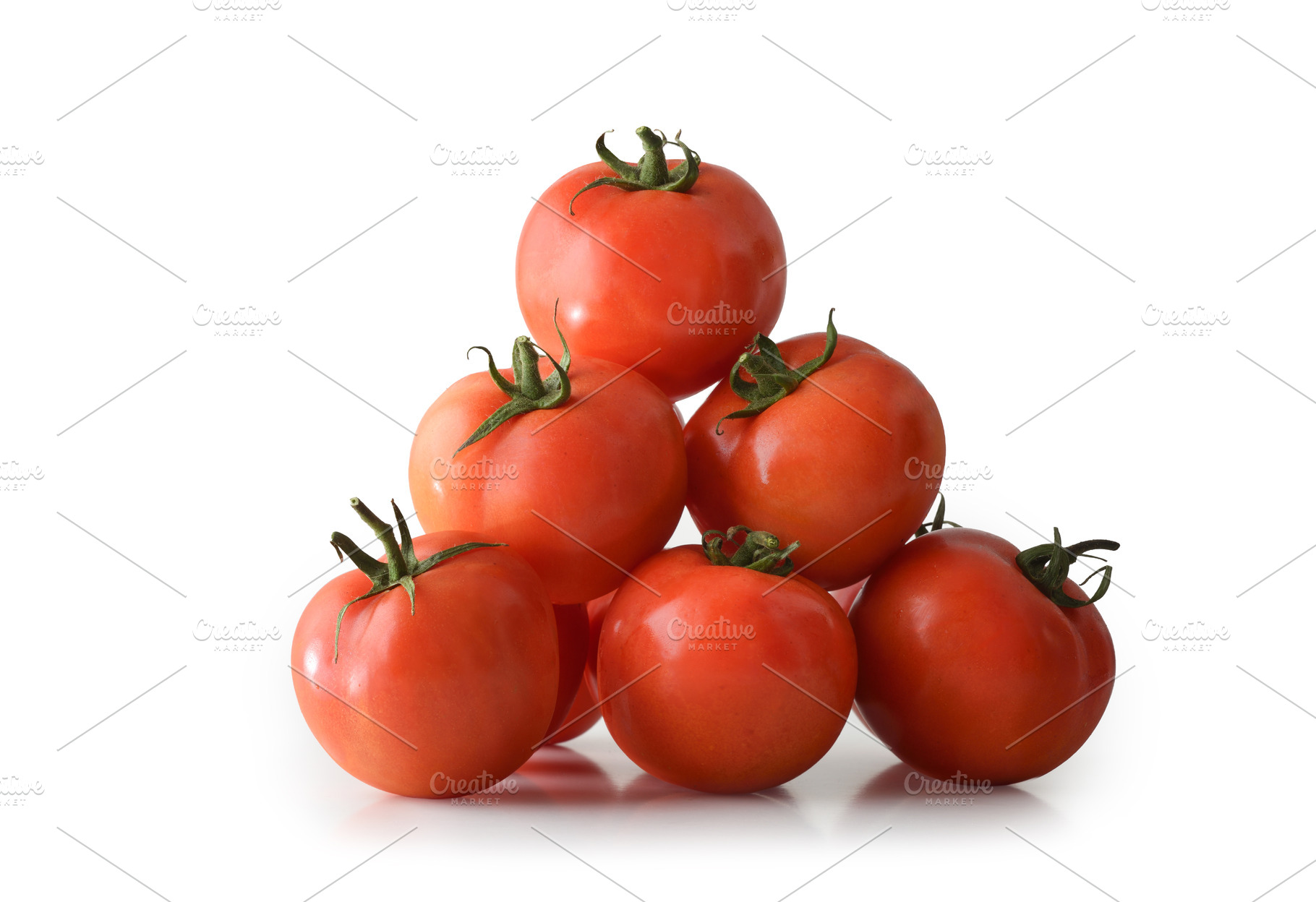 Fresh Tomatoes Pyramid on White Background, a Food & Drink Photo by Davizro's Market