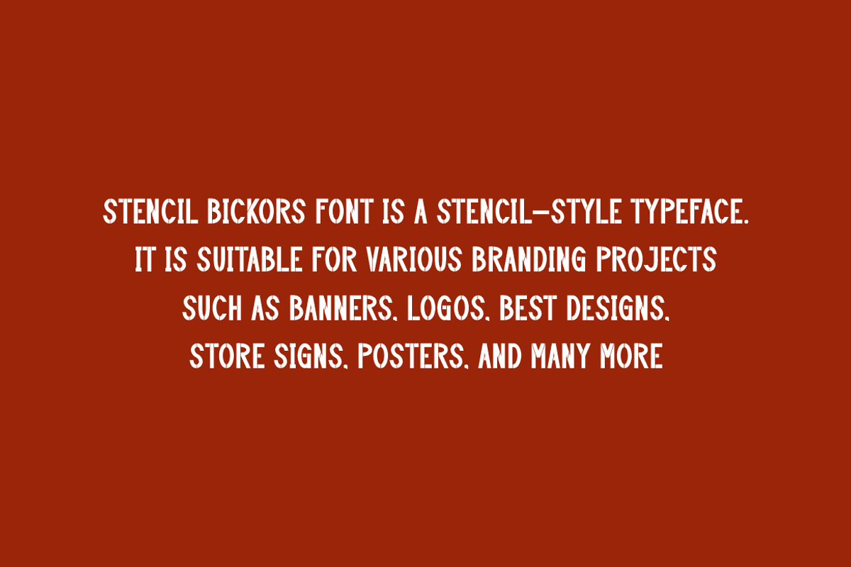 Stencil Bickors Font, a Sans Serif Font by QR Design Studio (Photo 5 of 7)