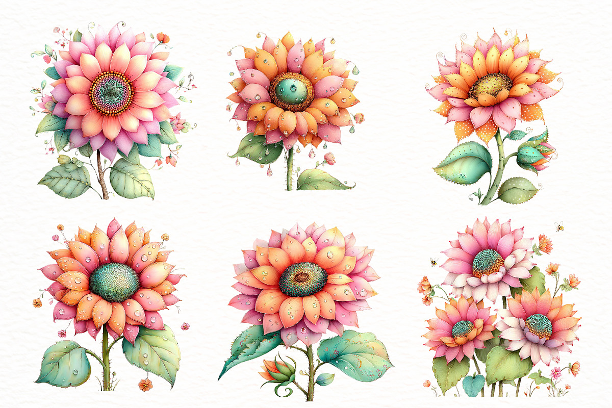 Whimsical sunflower Clipart, an Illustration by Designworld (Photo 5 of 8)