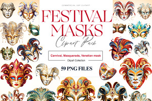 Mask Clipart, Carnival Mask,