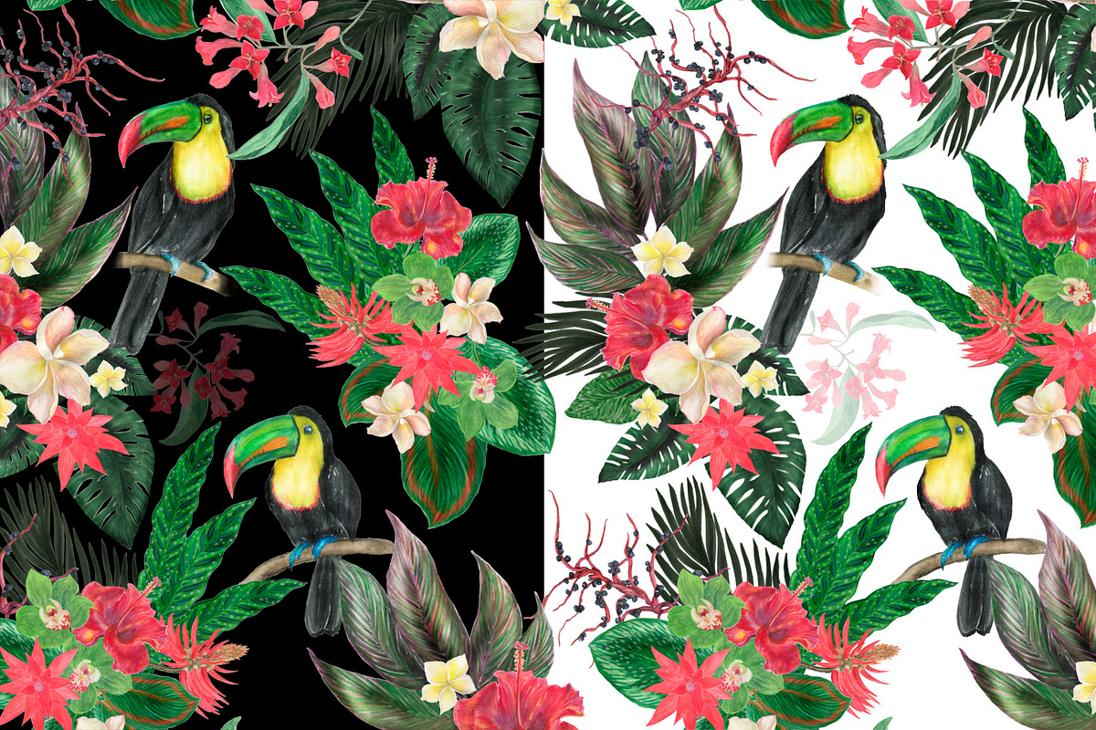 Watercolor toucan patterns, a Pattern Graphic by ramika (Photo 2 of 5)