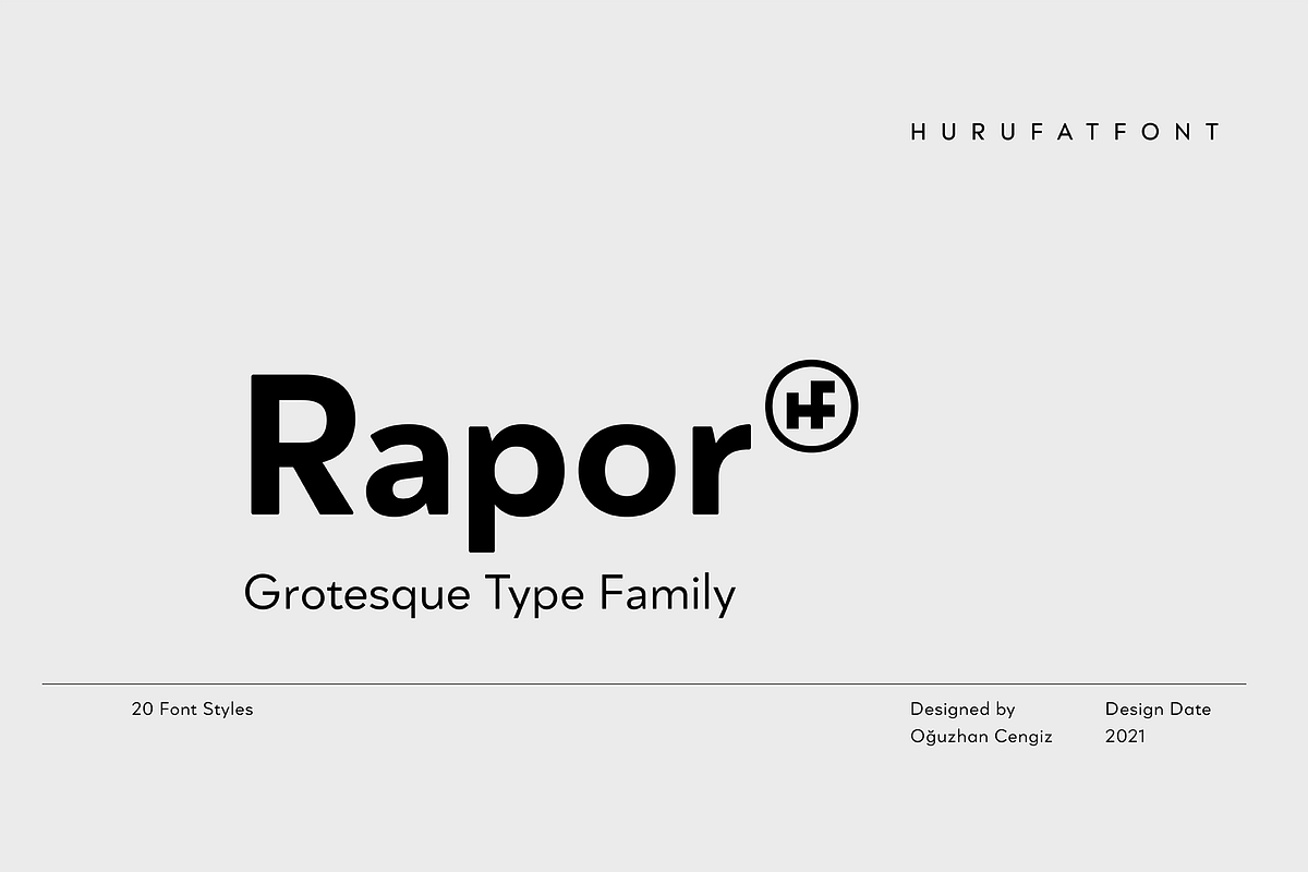 Rapor Grotesque - 20 Fonts, a Sans Serif Font by Hurufatfont (Photo 1 of 15)