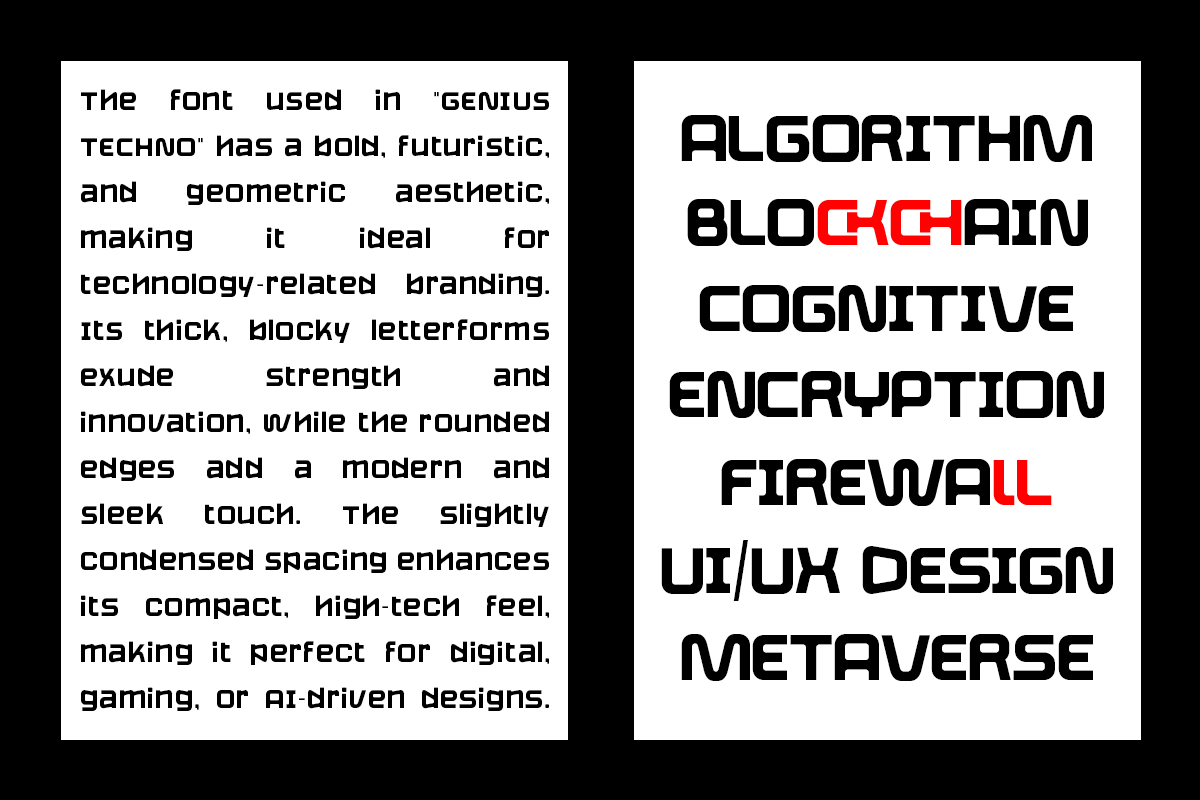 Genius Techno - Modern Futuristic, a Sans Serif Font by roomspace creative lab (Photo 2 of 12)