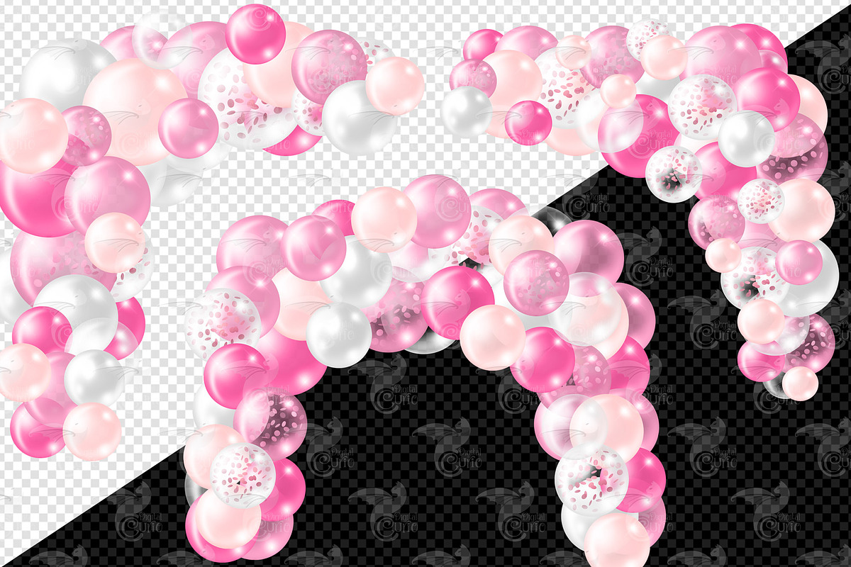 Pink Balloon Arches Clipart, an Illustration by Digital Curio