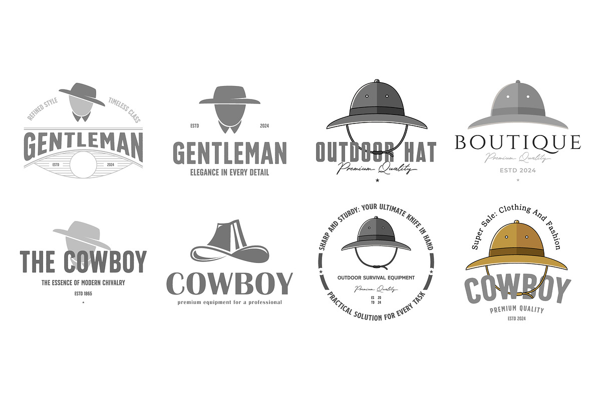 cowboy, outdoor hat logo bundle set, a Branding & Logo Template by Pyruos ID