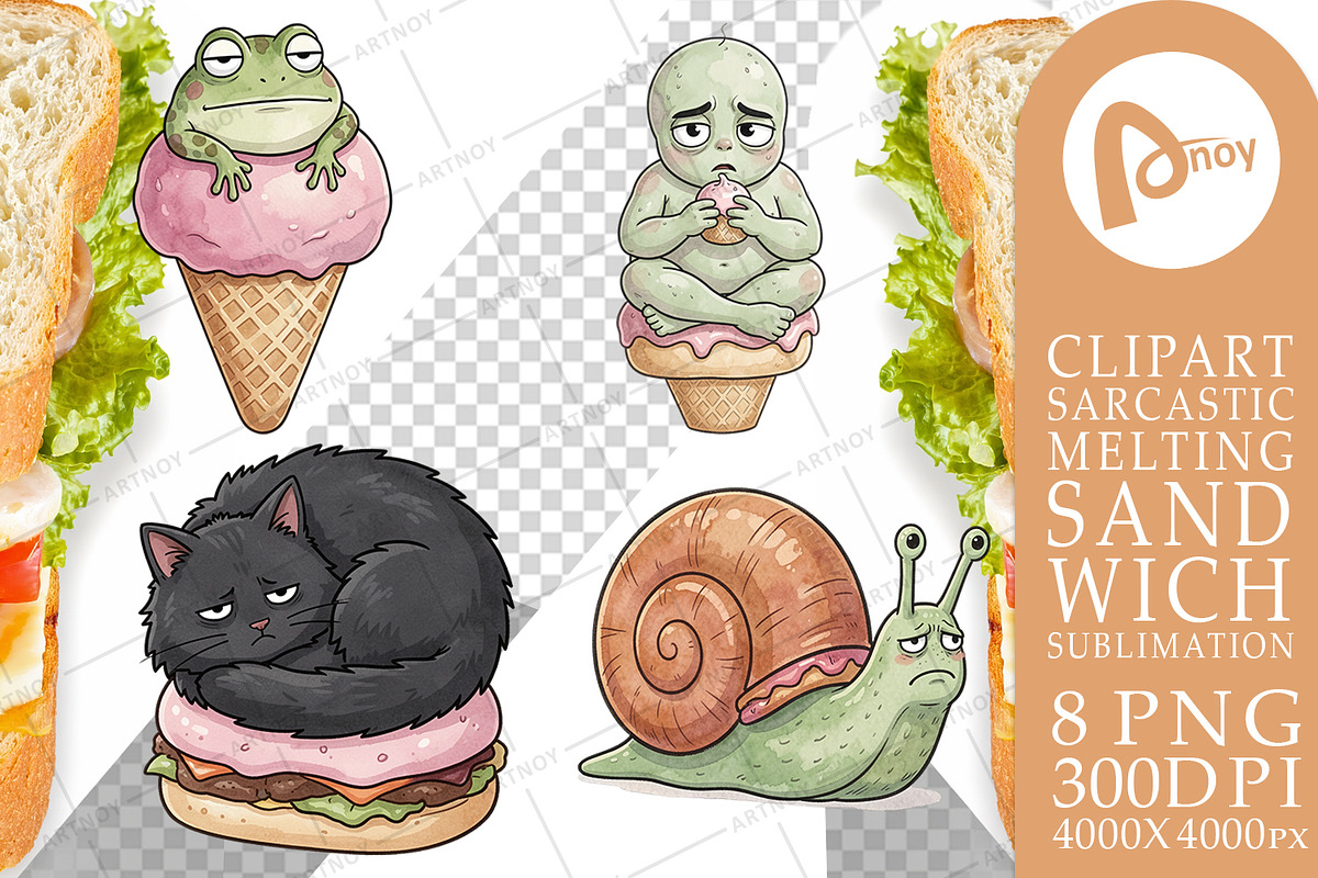 Sarcastic Ice Cream Sandwich, a Decorative Illustration by Artnoy (Photo 15 of 18)