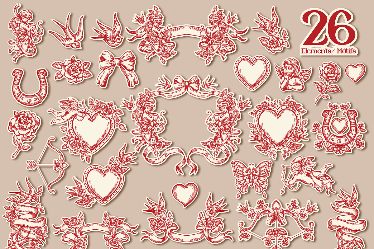 Romantic Tattoo, a Pattern Graphic by MSNTY STUDIOX (Photo 6 of 24)