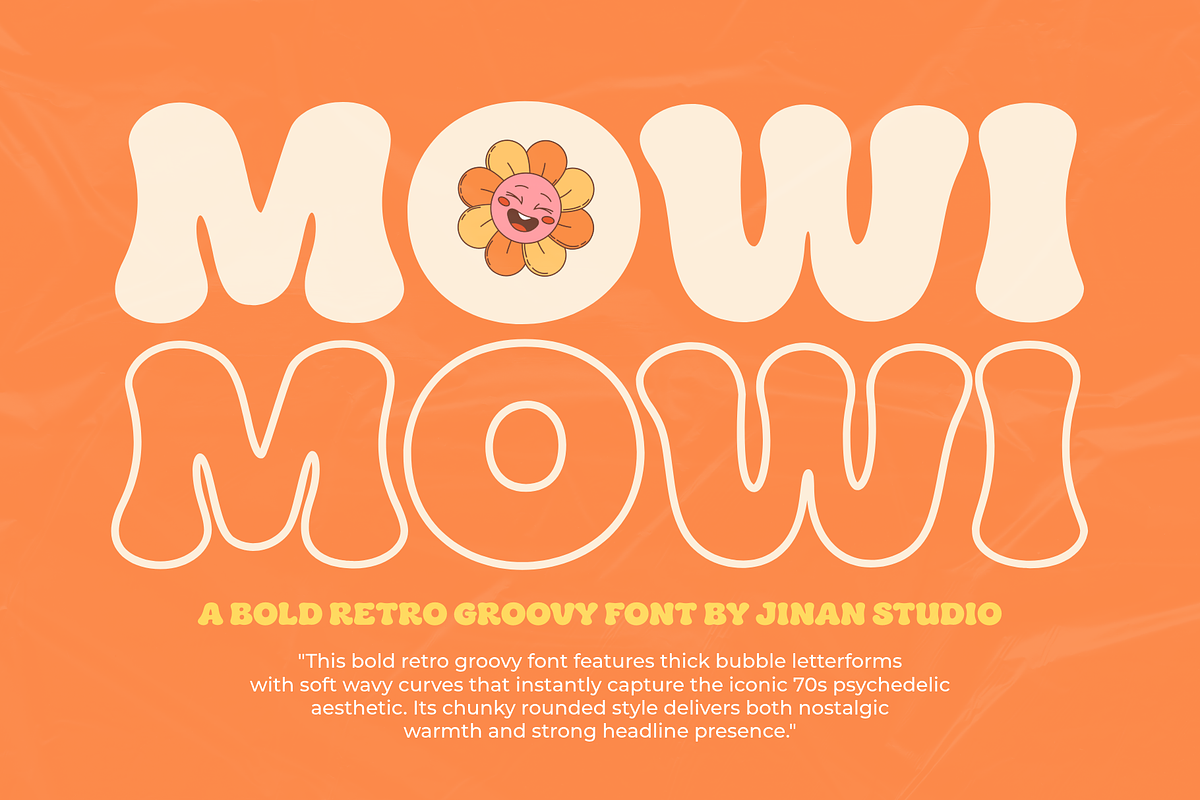 Mowi - A Bold Retro Groovy, a Handwritten Font by Ainun Jinan (Photo 1 of 9)