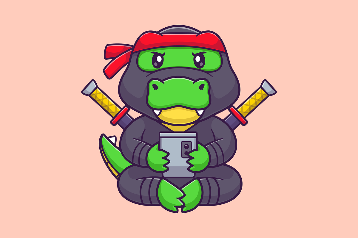 Cute Crocodile Ninja Holding Phone, an Animal Illustration by Catalyst Labs (Photo 3 of 3)