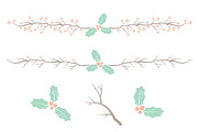 Mint & Peach Holly Clipart & Vectors, an Illustration by Amanda Ilkov (Thumbnail 4 of 5)