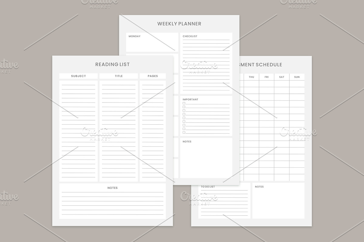 Study Planning Pages Set V-06, a Stationery Template by shahsoft (Photo 3 of 3)