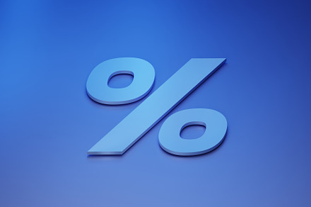 Percent sign on blue background