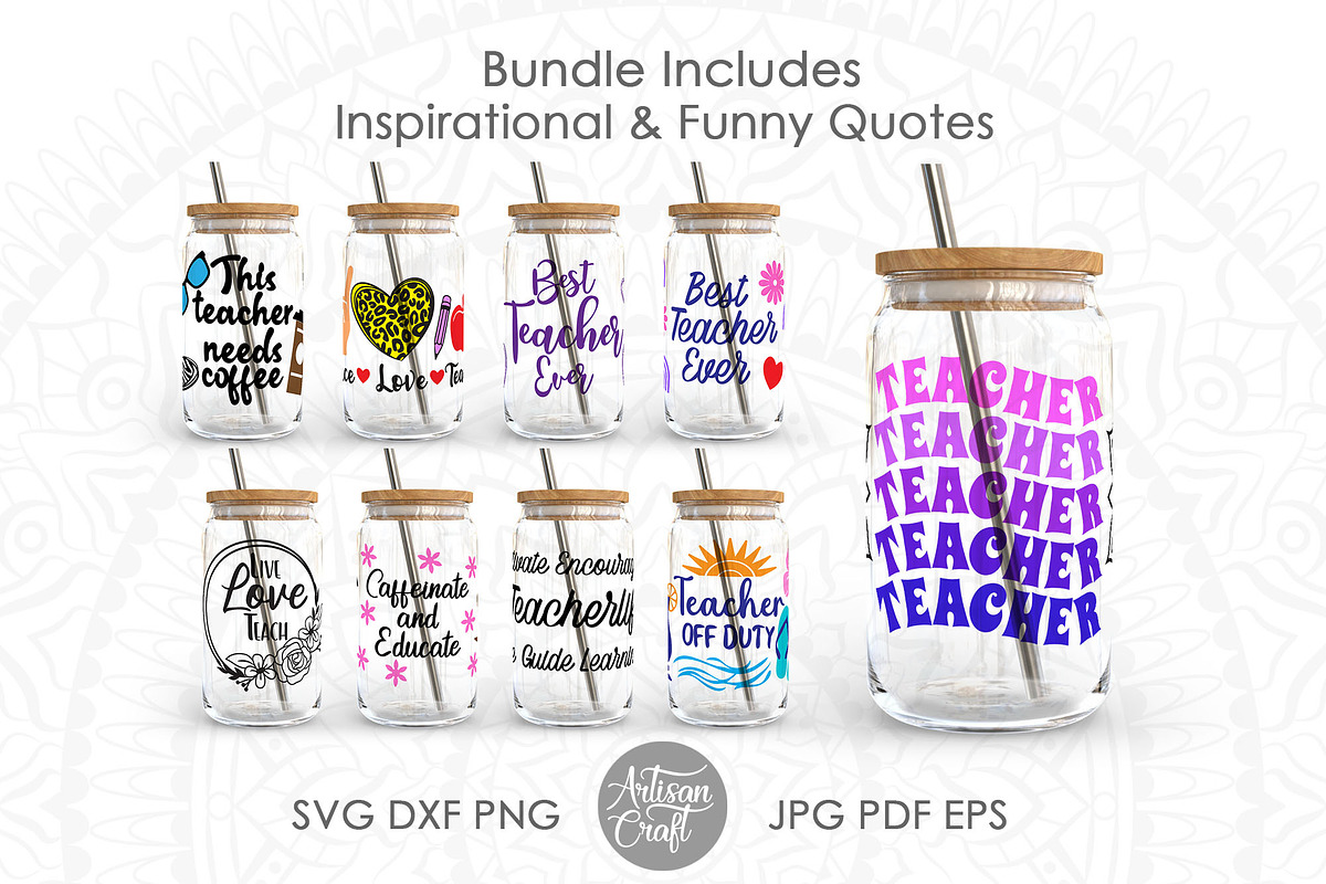 Teacher can glass SVG cut files, a Pattern Graphic by Artisan Craft (Photo 5 of 7)