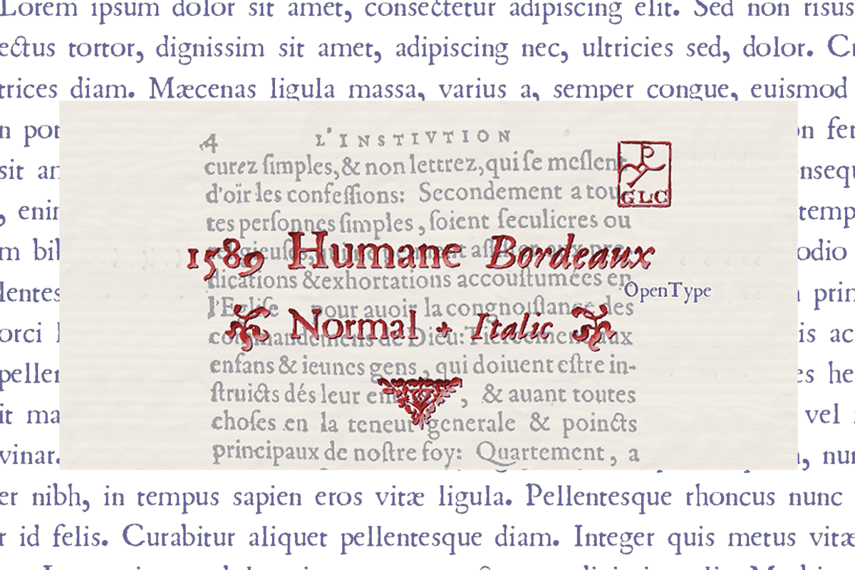 1589 Humane Bordeaux Set, a Serif Font by GLC Foundry (Photo 1 of 3)