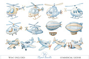 Air Transport Watercolor Clipart Set, an Illustration by MockupWizard (Thumbnail 2 of 5)