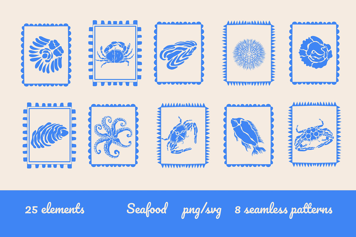Seafood PNG SVG Clipart Stamp, a Food Illustration by Anada Arty (Photo 1 of 4)