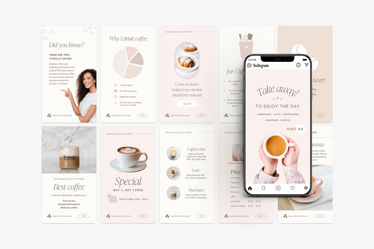 Canva Coffee Shop templates, a Social Media Template by LiliesandBerries (Photo 12 of 23)