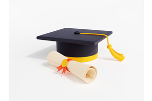 3d Render Graduation Cap With