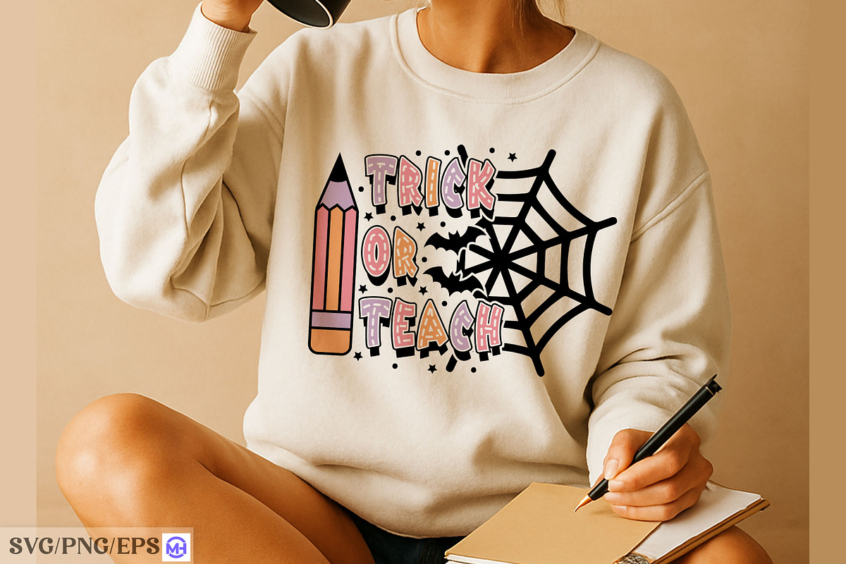 Trick or Teach Halloween SVG, a Seasonal Illustration by mh_arif (Photo 4 of 4)