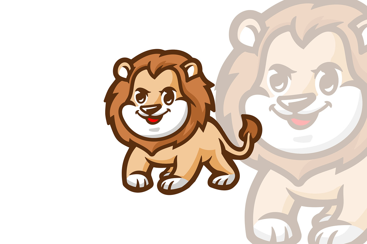 Cute Lion Walk Mascot Cartoon Logo., a Branding & Logo Template by VectorCraft