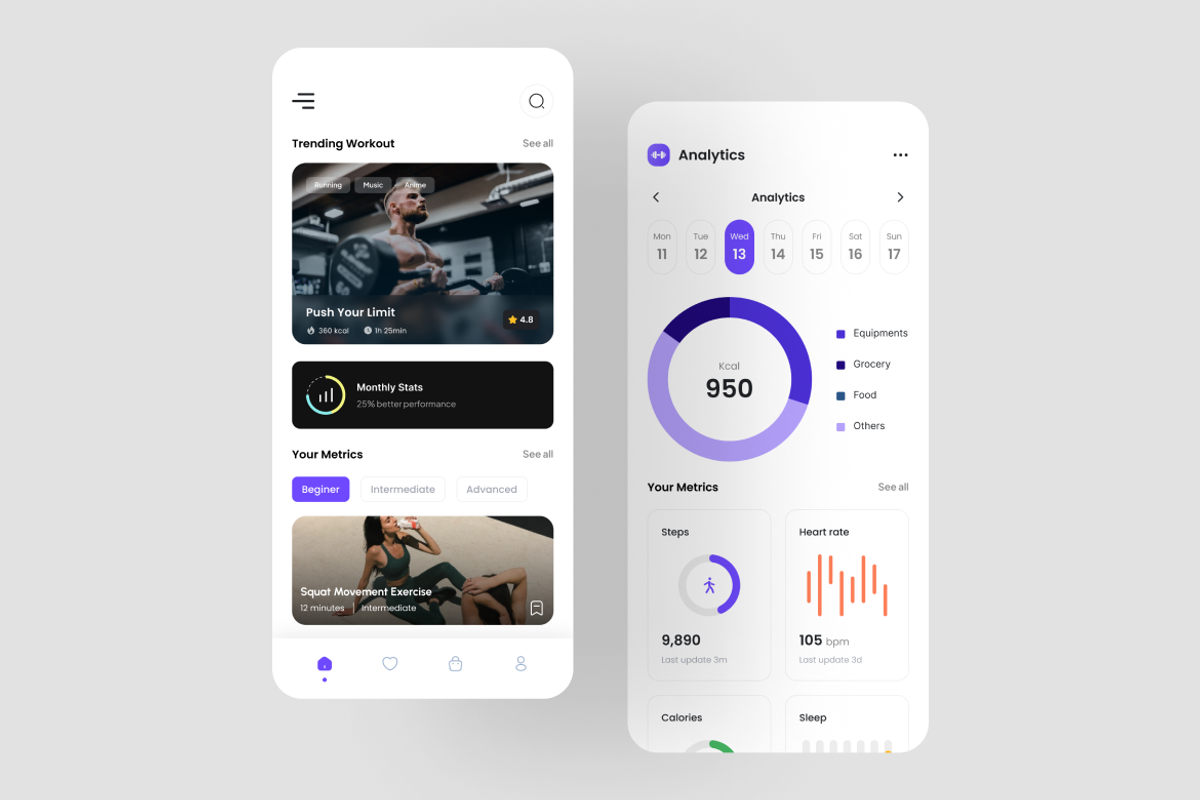 Workout - Fitness App UI Kit, an UI Kit Template by iDoodle Studio (Photo 2 of 4)