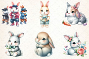 Watercolor Cute Bunny Clipart Set, an Illustration by DreamCafeArt (Thumbnail 4 of 7)