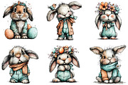 Whimsical Bunny Easter Clipart, an Illustration by CraftArtStudio (Thumbnail 2 of 6)