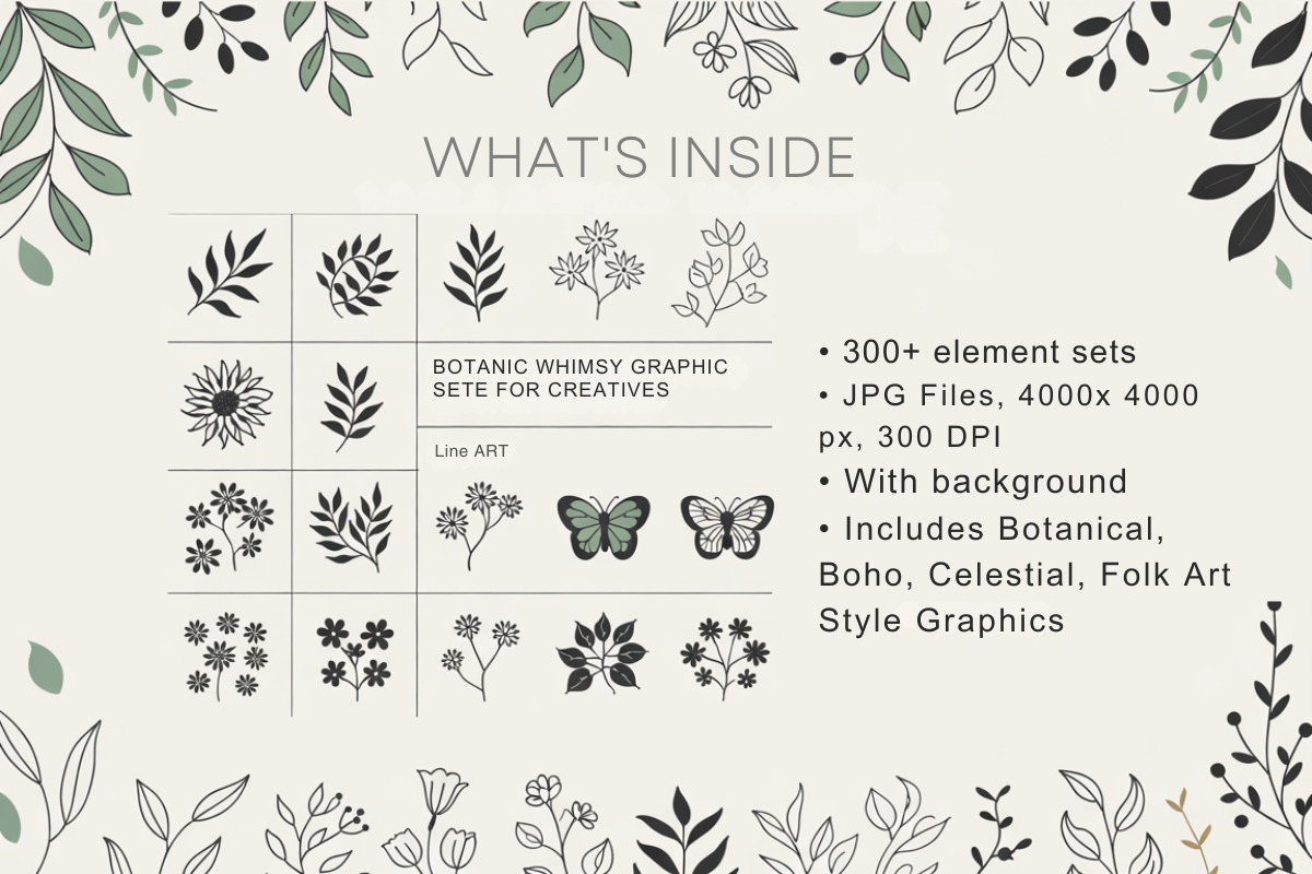Botanic Whimsy Graphic Designs, a Background Graphic by Daffodil Dream Studio (Photo 3 of 9)