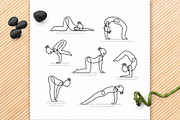 Yoga Poses Linear Hand Drawn Set, a Healthcare Illustration by tetiana.svirska (Thumbnail 4 of 10)