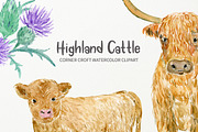 Watercolor Highland Cattle Clipart, an Animal Illustration by Corner Croft (Thumbnail 5 of 6)