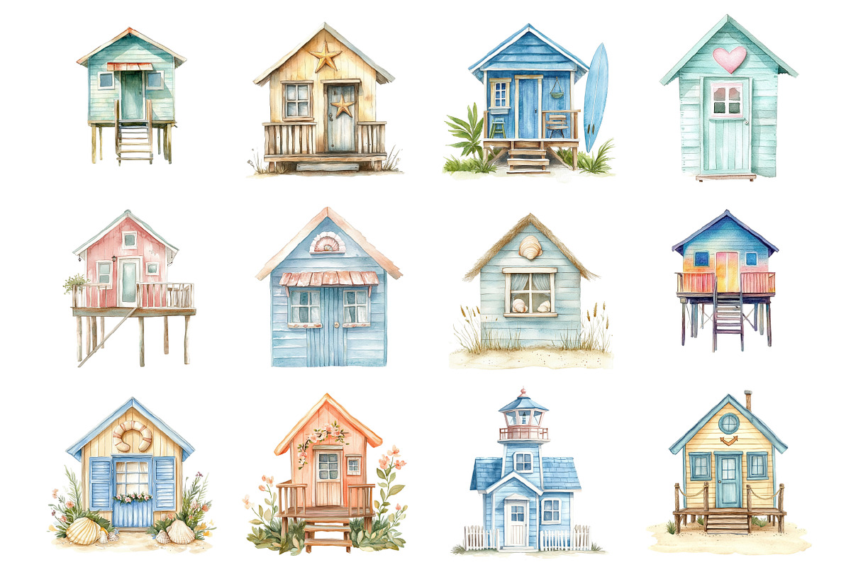 Tiny beach house Clipart, an Illustration by Design Market (Photo 2 of 3)