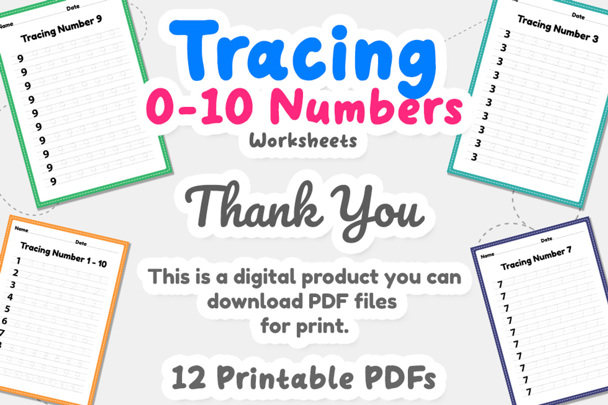 Tracing number 0, 1 to 10 worksheet, an Education Illustration by TukTuk Design (Photo 5 of 5)
