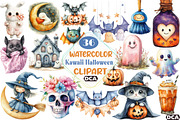 Watercolor Kawaii Halloween Clipart, an Illustration by DreamCafeArt (Thumbnail 1 of 7)