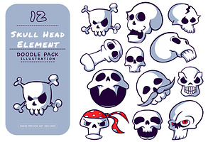 Skull Head Element- Doodle Pack