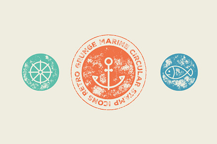Circular Stamp Marine Vector Icons