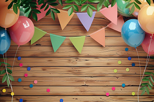 Illustration of decoration for birthday party with colorful pape, a Holiday Photo by AlyaAnd
