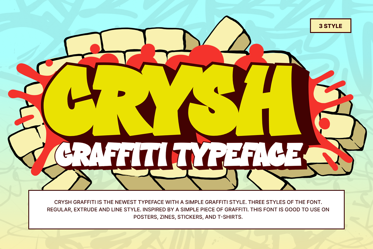 Crysh Graffiti Typeface, a Handwritten Font by Fitrah Type (Photo 1 of 12)