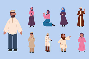 Islamic Characters Illustration Set, a Person Illustration by studiogstock