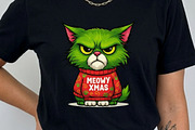 Green Angry Grumpy Christmas Cats, an Animal Illustration by Tanya Kart (Thumbnail 3 of 11)