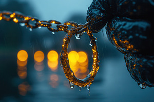 Close-up shot of a golden chain link, a Photo by Tanuart