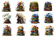 Spring Flower Book Stack Clipart, an Illustration by Dream Creation (Thumbnail 5 of 7)