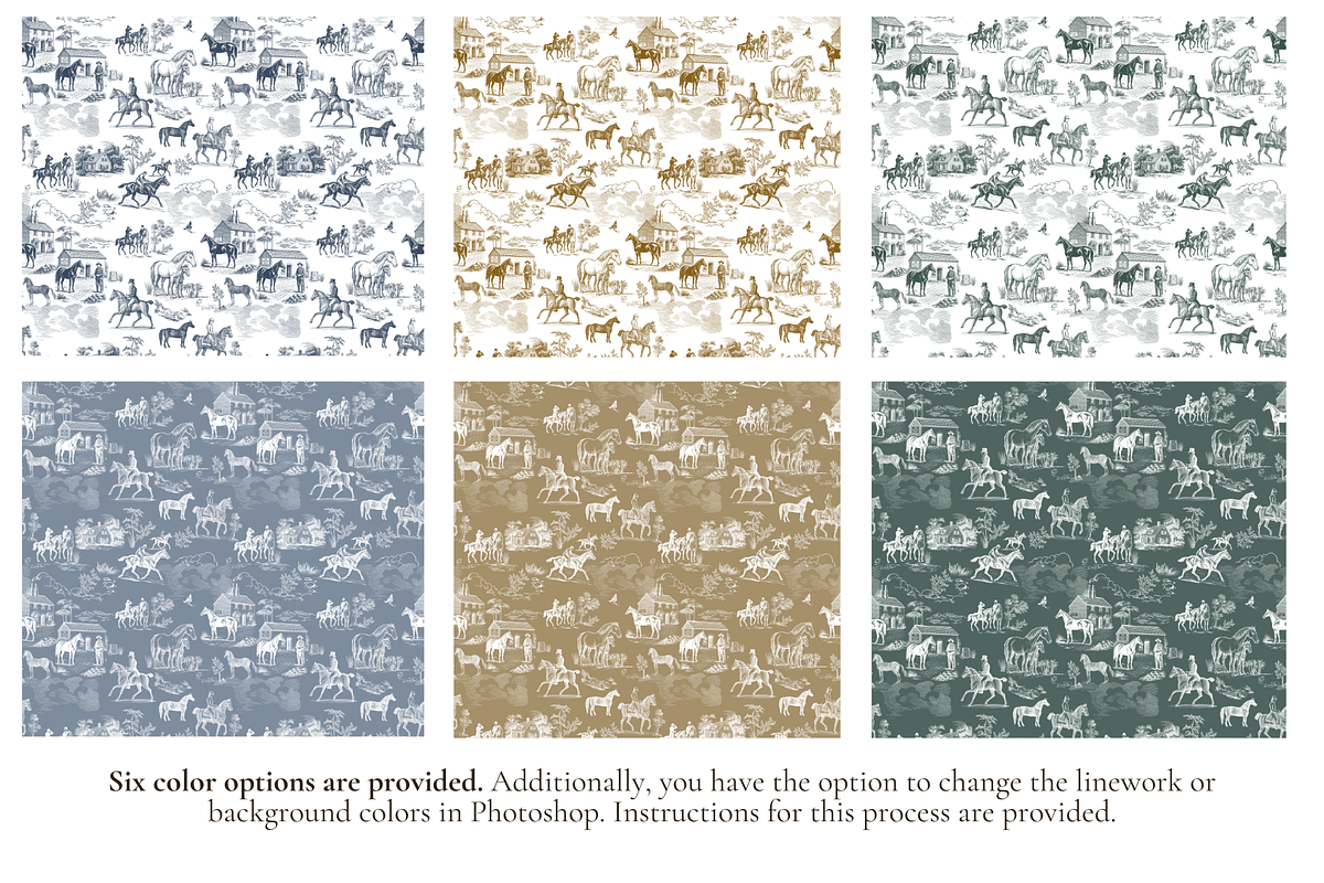 Equestrian Toile de Jouy Pattern, a Pattern Graphic by Hughes Studio (Photo 2 of 8)