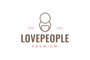 human hug love heart line logo, a Branding & Logo Template by devastd